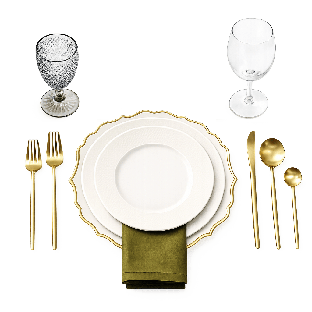 Montaje de mesa con loza