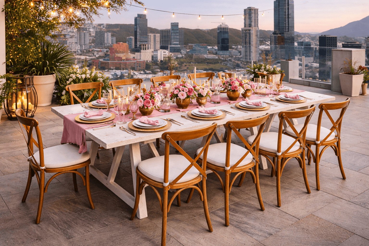 Mesa Rectangular + Sillas Crossback – imagen 1